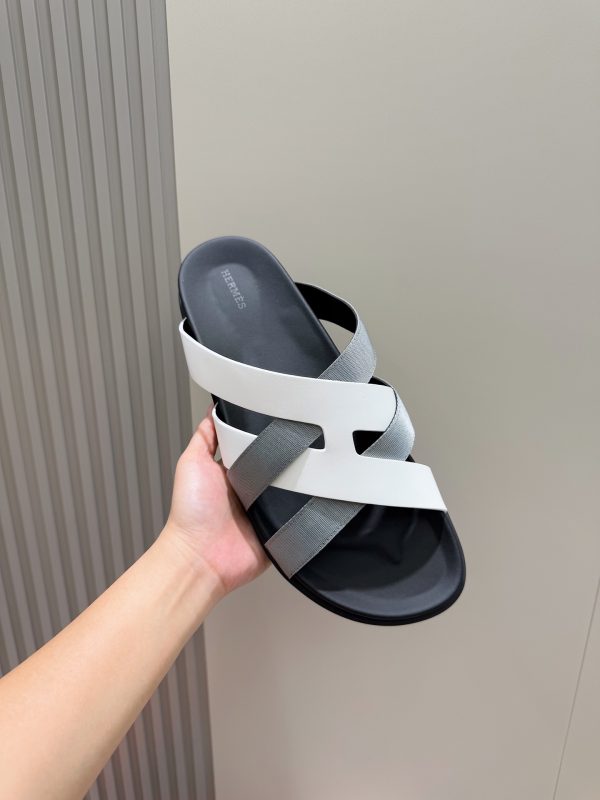 Hermes người đàn ông, dép Kazimir-một đan dệt chất lượng cao, máy móc da bò, dép