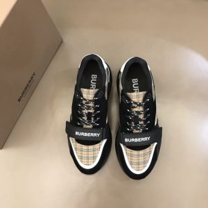 Burberry nâng cao giày thể thao! chất lượng cao, được làm bằng da bò con và vải bố