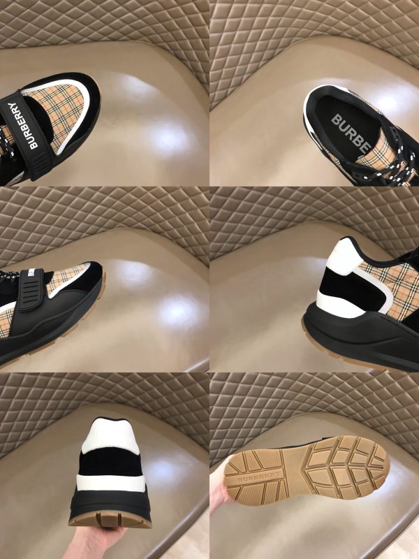 Burberry nâng cao giày thể thao! chất lượng cao, được làm bằng da bò con và vải bố