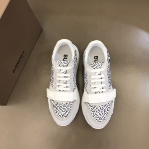 Burberry nâng cao giày thể thao! chất lượng cao, được làm bằng da bò con và vải bố