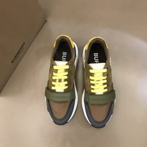 Burberry nâng cao giày thể thao! chất lượng cao, được làm bằng da bò con và vải bố