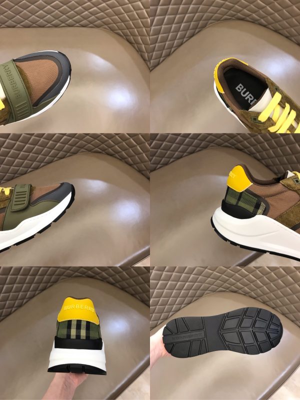 Burberry nâng cao giày thể thao! chất lượng cao, được làm bằng da bò con và vải bố