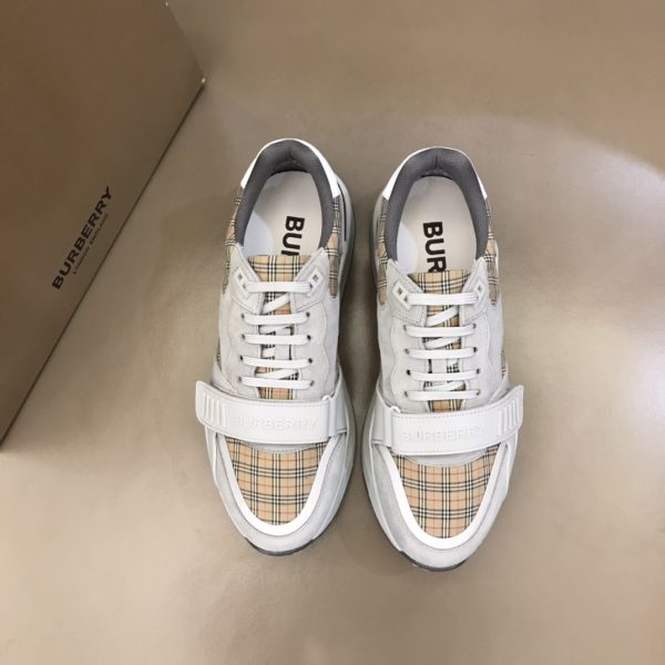Burberry nâng cao giày thể thao! chất lượng cao, được làm bằng da bò con và vải bố