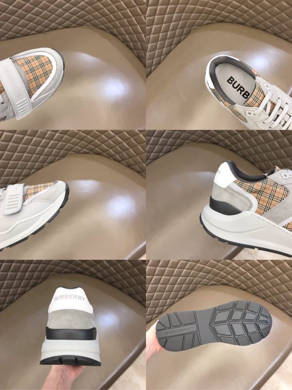 Burberry nâng cao giày thể thao! chất lượng cao, được làm bằng da bò con và vải bố