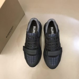 Burberry nâng cao giày thể thao! chất lượng cao, được làm bằng da bò con và vải bố