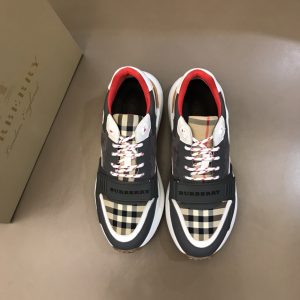 Burberry nâng cao giày thể thao! chất lượng cao, được làm bằng da bò con và vải bố