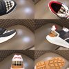 Burberry nâng cao giày thể thao! chất lượng cao, được làm bằng da bò con và vải bố