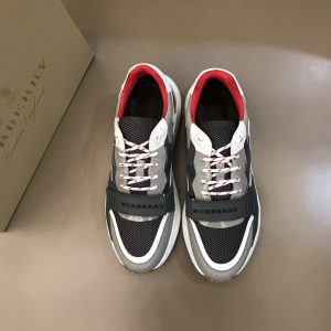 Burberry nâng cao giày thể thao! chất lượng cao, được làm bằng da bò con và vải bố
