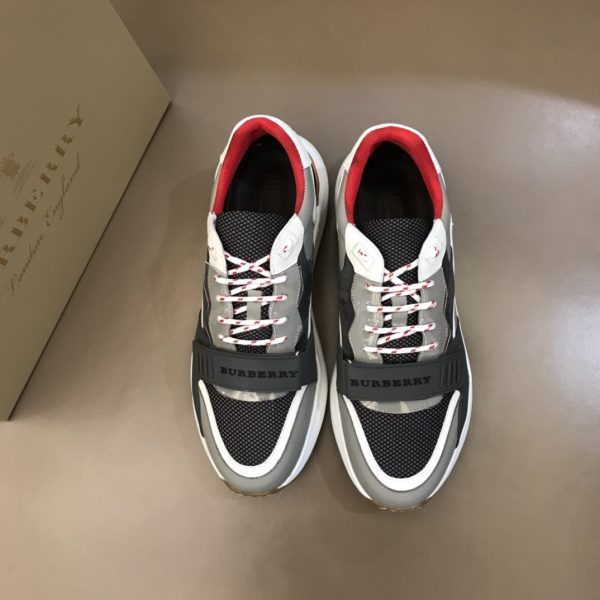 Burberry nâng cao giày thể thao! chất lượng cao, được làm bằng da bò con và vải bố