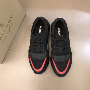 Burberry nâng cao giày thể thao! chất lượng cao, được làm bằng da bò con và vải bố