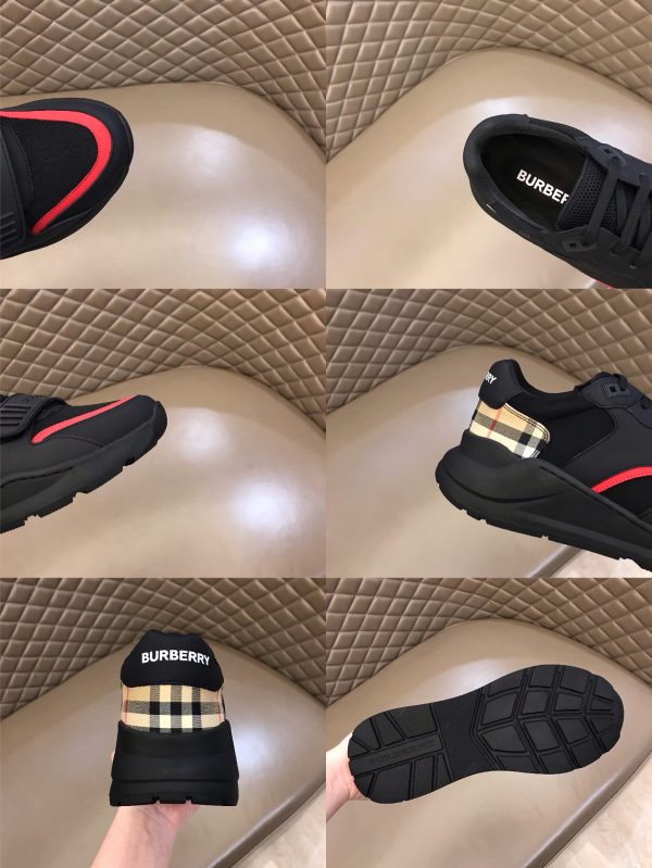 Burberry nâng cao giày thể thao! chất lượng cao, được làm bằng da bò con và vải bố