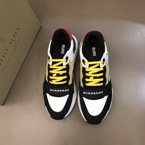 Burberry nâng cao giày thể thao! chất lượng cao, được làm bằng da bò con và vải bố