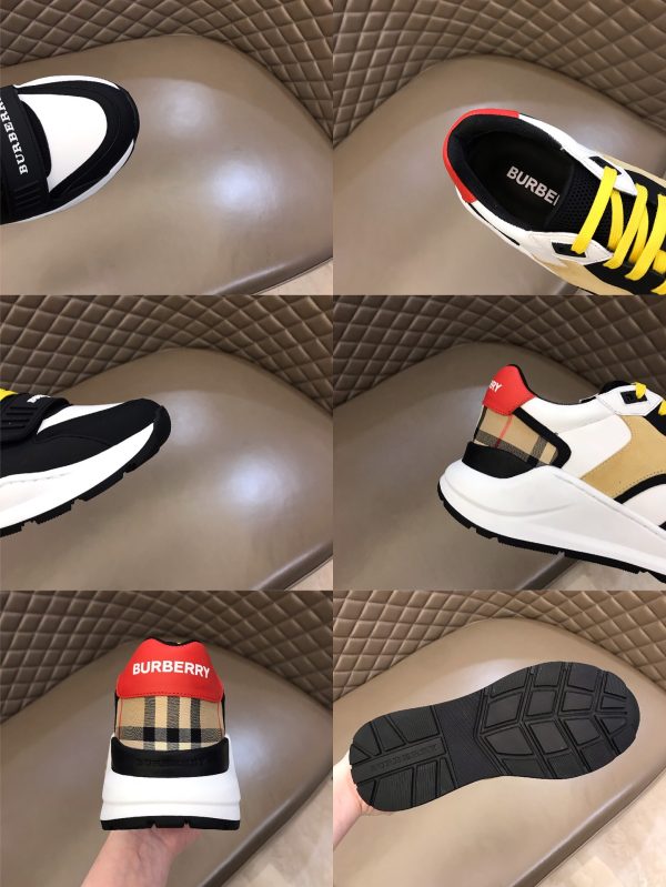 Burberry nâng cao giày thể thao! chất lượng cao, được làm bằng da bò con và vải bố