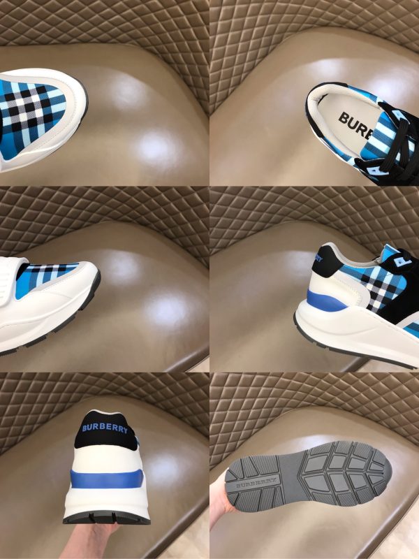 Burberry nâng cao giày thể thao! chất lượng cao, được làm bằng da bò con và vải bố