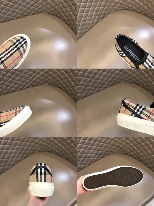 Burberry nâng cao giày thể thao! chất lượng cao, được làm bằng da bò con và vải bố