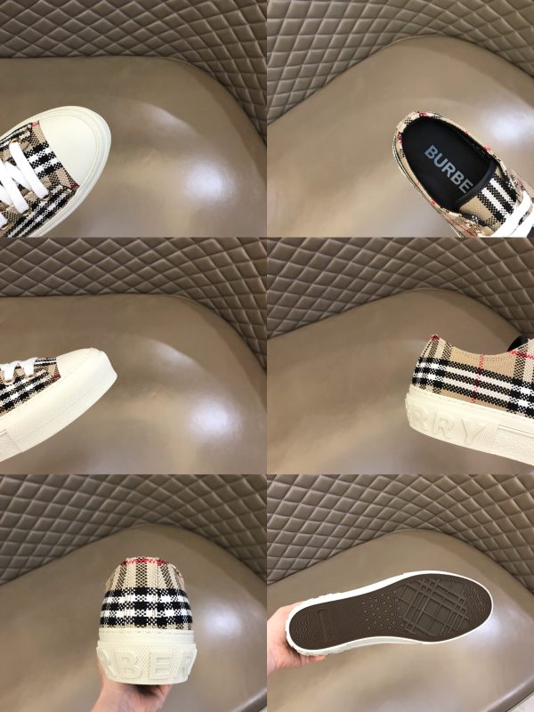 Burberry nâng cao giày thể thao! chất lượng cao, được làm bằng da bò con và vải bố