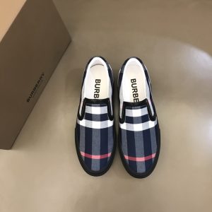 Burberry nâng cao giày thể thao! chất lượng cao, được làm bằng da bò con và vải bố
