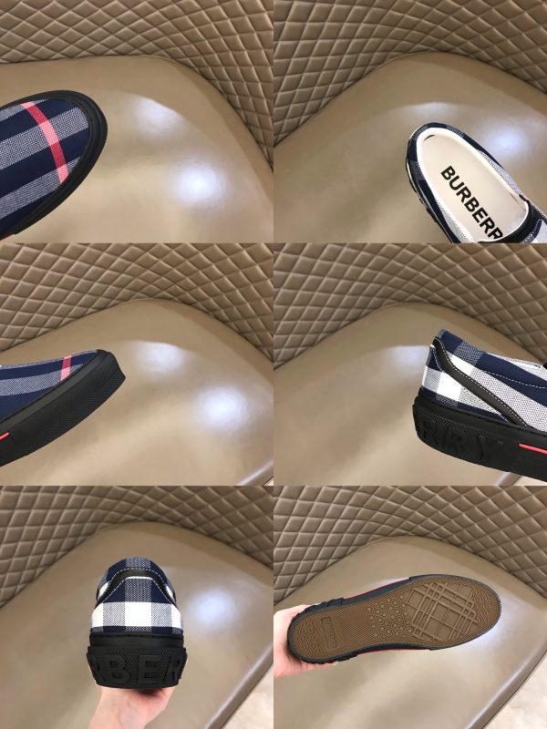 Burberry nâng cao giày thể thao! chất lượng cao, được làm bằng da bò con và vải bố