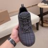 Burberry nâng cao giày thể thao! chất lượng cao, được làm bằng da bò con và vải bố