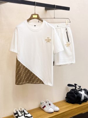 Bộ tay áo ngắn cổ điển hàng đầu mùa xuân và mùa hè Fendi
