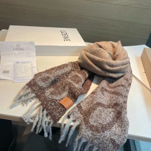 【Loewe】Khăn lông cừu hai mặt đen trắng