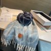 【Loewe】Khăn lông cừu hai mặt đen trắng