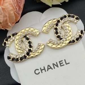 Chanel Swarot màu kim cương màu ngọc trai thư stud bông tai