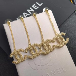 Chanel Swarot màu kim cương màu ngọc trai thư stud bông tai