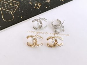 Chanel Swarot màu kim cương màu ngọc trai thư stud bông tai