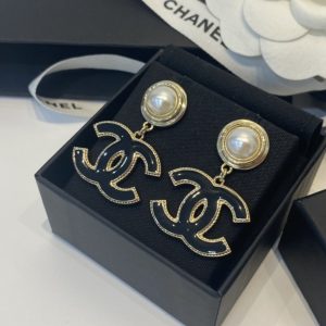 Chanel Swarot màu kim cương màu ngọc trai thư stud bông tai