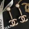 Chanel Swarot màu kim cương màu ngọc trai thư stud bông tai
