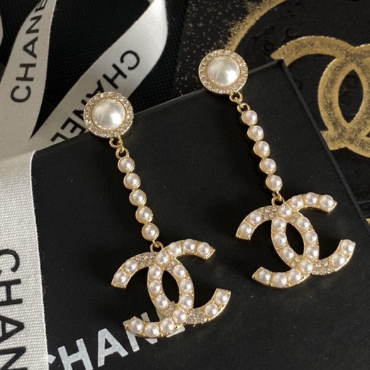 Chanel Swarot màu kim cương màu ngọc trai thư stud bông tai