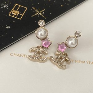 Chanel Swarot màu kim cương màu ngọc trai thư stud bông tai